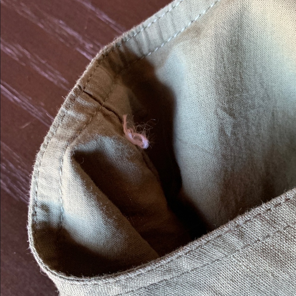 Tommy Bahama halter maxi dress linen pockets size large olive green flowy boho - Picture 16 of 16